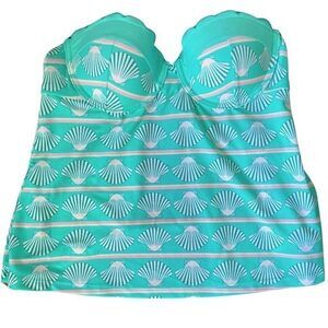 Aqua Couture Tankini - S green sea shell print , nylon spandex